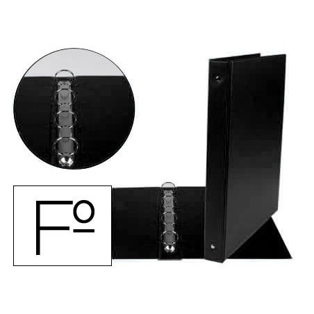 CARPETA LIDERPAPEL 4 ANILLAS 25 MM REDODAS PLASTICO FOLIO COLOR NEGRO