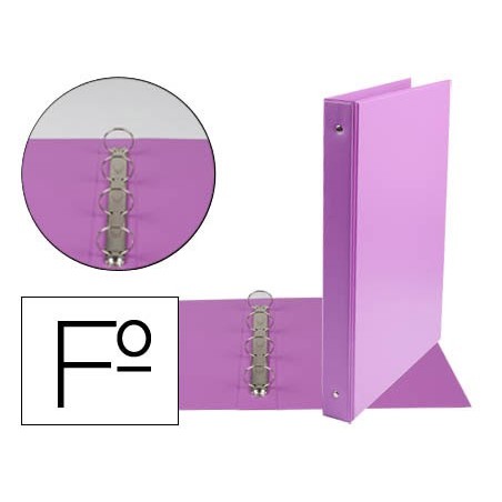 CARPETA LIDERPAPEL 4 ANILLAS 25 MM REDONDAS PLASTICO FOLIO COLOR LILA