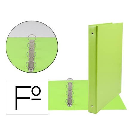 CARPETA LIDERPAPEL 4 ANILLAS 25 MM REDONDAS PLASTICO FOLIO COLOR VERDE PISTACHO
