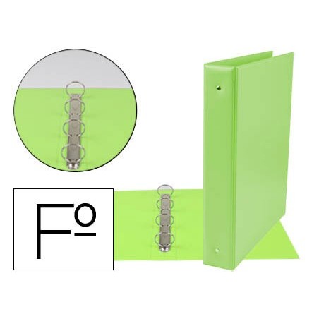 CARPETA LIDERPAPEL 4 ANILLAS 40 MM REDONDAS PLASTICO FOLIO COLOR VERDE PISTACHO