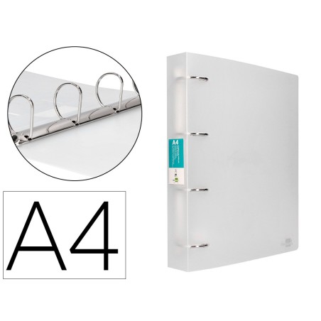 CARPETA LIDERPAPEL 4 ANILLAS MIXTAS 40 MM POLIPROPILENO DIN A4 TRANSPARENTE