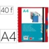CARPETA LIDERPAPEL A4 CON 40 FUNDAS INTERCAMBIABLES 5 SEP SOBRE Y GOMILLA PORTADA Y LOMO PERSONALIZABLE ROJO
