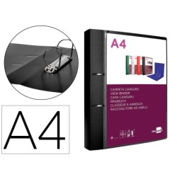 CARPETA LIDERPAPEL CANGURO 2 ANILLAS 40 MM MIXTAS POLIPROPILENO DIN A4 NEGRO OPACO