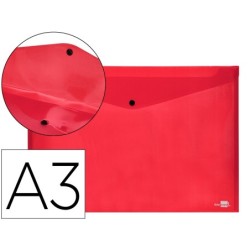 CARPETA LIDERPAPEL DOSSIER BROCHE 44243 POLIPROPILENO DIN A3 ROJO TRANSLUCIDO