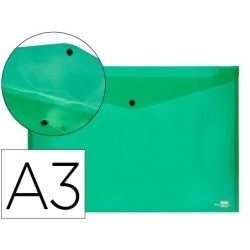 CARPETA LIDERPAPEL DOSSIER BROCHE 44243 POLIPROPILENO DIN A3 VERDE TRANSLUCIDO