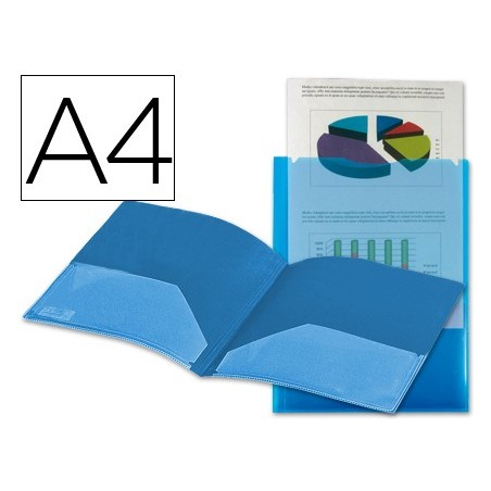 CARPETA LIDERPAPEL DOSSIER DOS BOLSAS CANGURO 45682 POLIPROPILENO DIN A4 AZUL