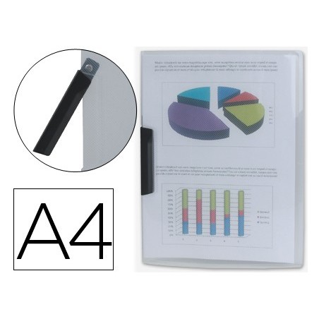 CARPETA LIDERPAPEL DOSSIER PINZA LATERAL 35445 POLIPROPILENO DIN A4 INCOLORA 30 HOJAS PINZA GIRATORIA