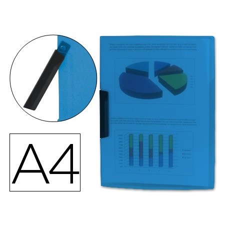 CARPETA LIDERPAPEL DOSSIER PINZA LATERAL 35482 POLIPROPILENO DIN A4 AZUL 30 HOJAS PINZA GIRATORIA