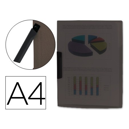 CARPETA LIDERPAPEL DOSSIER PINZA LATERAL 35485 POLIPROPILENO DIN A4 NEGRA 30 HOJAS PINZA GIRATORIA