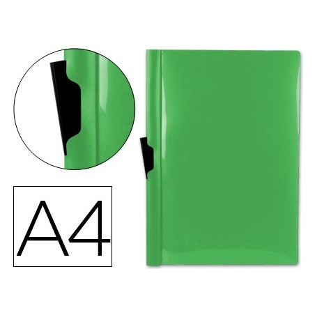 CARPETA LIDERPAPEL DOSSIER PINZA LATERAL 45323 POLIPROPILENO DIN A4 VERDE 60 HOJAS PINZA DESLIZANTE