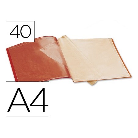 CARPETA LIDERPAPEL ESCAPARATE 37930 40 FUNDAS POLIPROPILENO DIN A4 ROJA