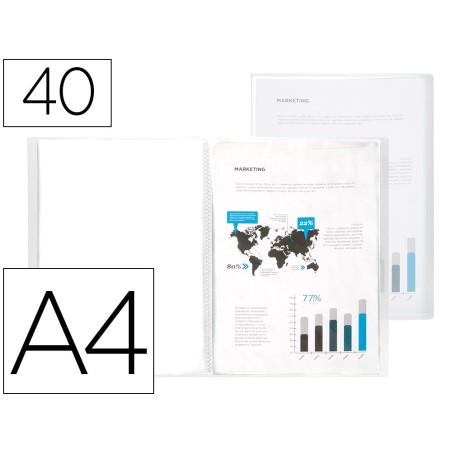 CARPETA LIDERPAPEL ESCAPARATE 47054 40 FUNDAS POLIPROPILENO DIN A4 TRANSPARENTE TRANSLUCIDO