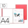 CARPETA LIDERPAPEL ESCAPARATE 47480 10 FUNDAS POLIPROPILENO DIN A4 ROJO TRANSLUCIDO