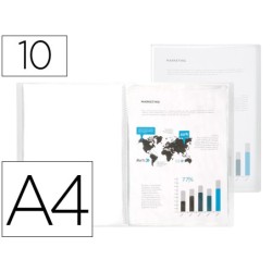 CARPETA LIDERPAPEL ESCAPARATE 47484 10 FUNDAS POLIPROPILENO TRASLUCIDA DIN A4 TRANSPARENTE