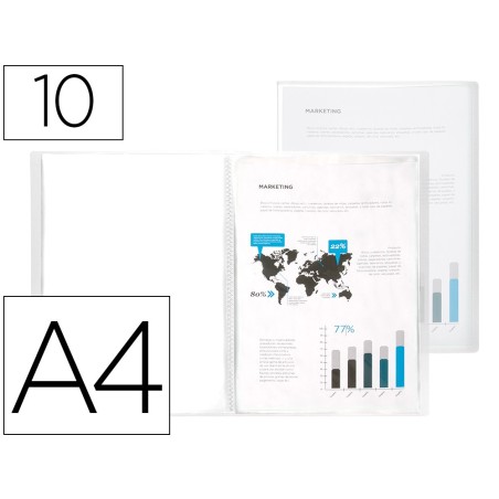 CARPETA LIDERPAPEL ESCAPARATE 47484 10 FUNDAS POLIPROPILENO TRASLUCIDA DIN A4 TRANSPARENTE