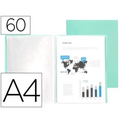 CARPETA LIDERPAPEL ESCAPARATE 60 FUNDAS POLIPROPILENO DIN A4 VERDE MANZANA OPACO