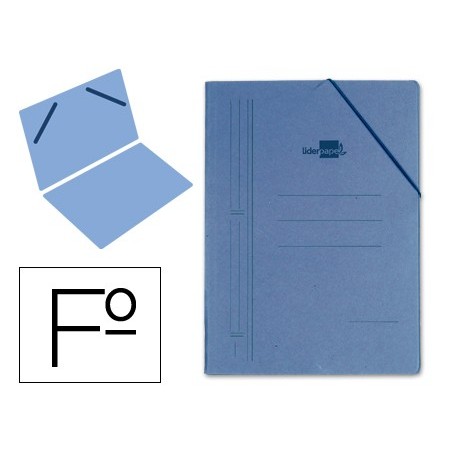 CARPETA LIDERPAPEL GOMAS FOLIO SENCILLA CARTON COMPACTO AZUL