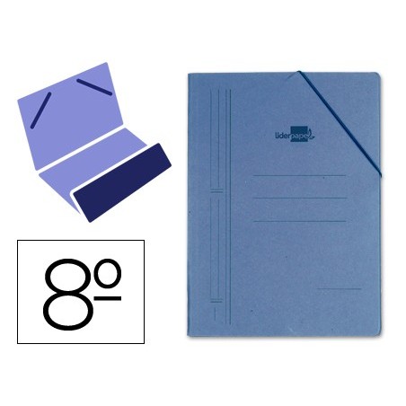 CARPETA LIDERPAPEL GOMAS OCTAVO BOLSA CARTON COMPACTO AZUL