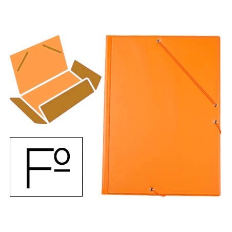 CARPETA LIDERPAPEL GOMAS FOLIO 3 SOLAPAS CARTON FORRADO PVC NARANJA