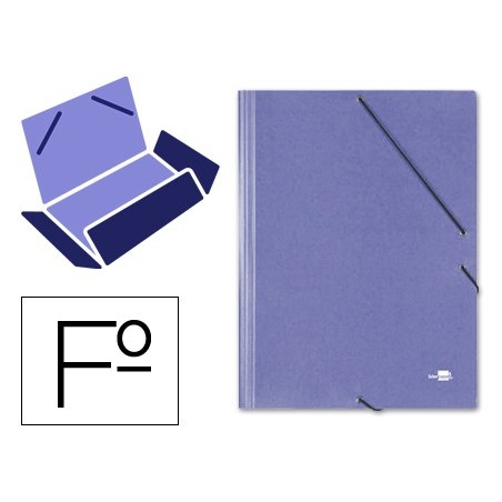 CARPETA LIDERPAPEL GOMAS FOLIO 3 SOLAPAS CARTON SIMIL PRESPAN AZUL