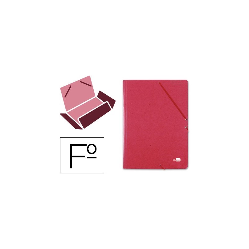 CARPETA LIDERPAPEL GOMAS FOLIO 3 SOLAPAS CARTON SIMIL PRESPAN ROJA
