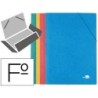 CARPETA LIDERPAPEL GOMAS FOLIO 3 SOLAPAS CARTON SIMIL PRESPAN COLORES SURTIDOS PACK 4