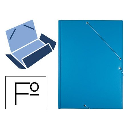 CARPETA LIDERPAPEL GOMAS PLASTICO FOLIO SOLAPA COLOR CELESTE