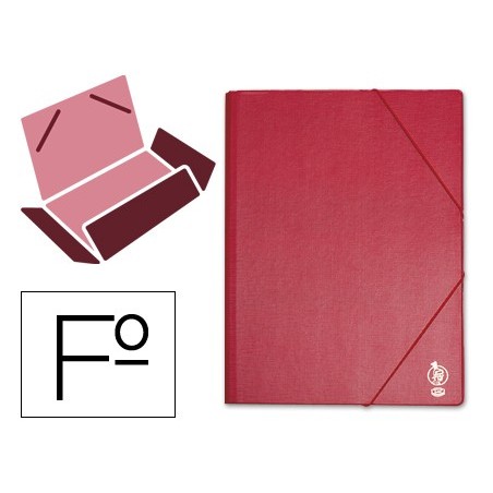 CARPETA LIDERPAPEL GOMAS FOLIO SOLAPAS PLASTICO BURDEOS