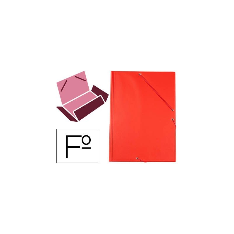 CARPETA LIDERPAPEL GOMAS PLASTICO FOLIO SOLAPA COLOR ROJO