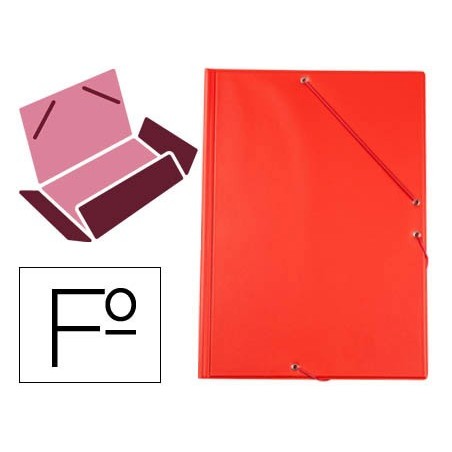 CARPETA LIDERPAPEL GOMAS PLASTICO FOLIO SOLAPA COLOR ROJO