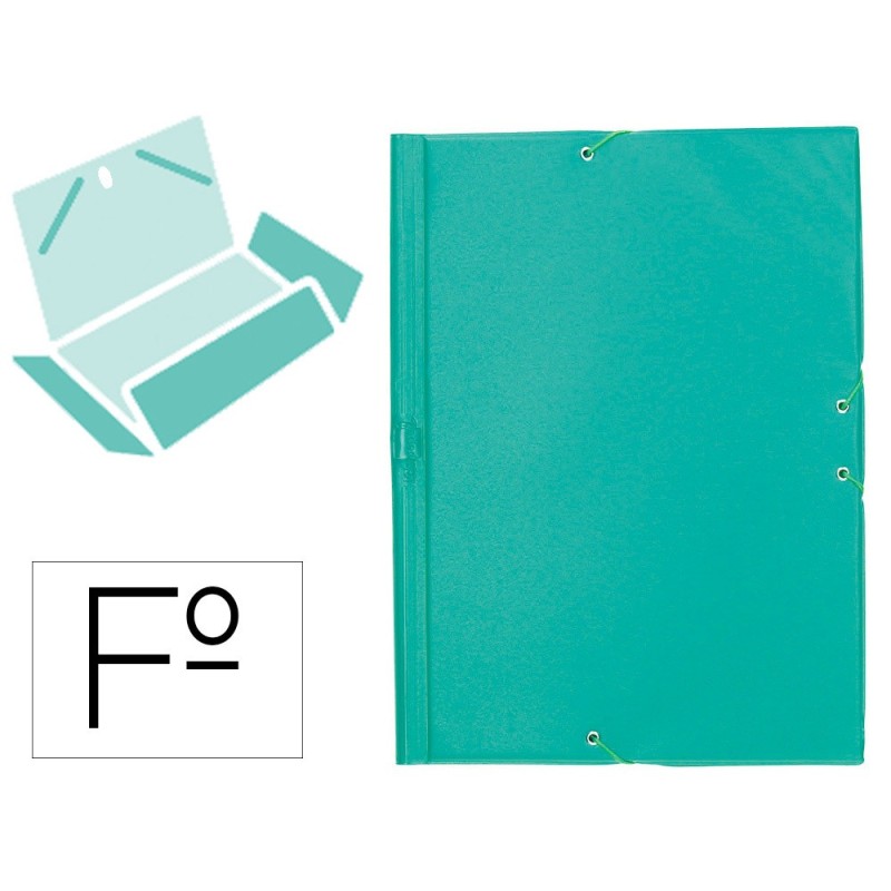CARPETA LIDERPAPEL GOMAS PLASTICO FOLIO SOLAPA COLOR VERDE PISTACHO
