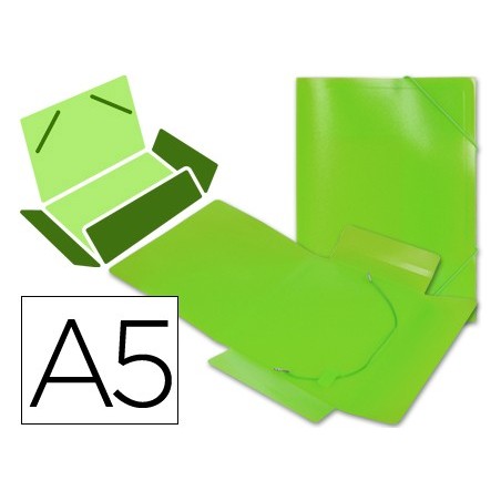 CARPETA LIDERPAPEL GOMAS SOLAPAS 34973 POLIPROPILENO DIN A5 VERDE