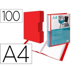CARPETA LIDERPAPEL PERSONALIZA 100 FUNDAS POLIPROPILENODIN A4 ROJO TRANSLUCIDO CON CAJETIN