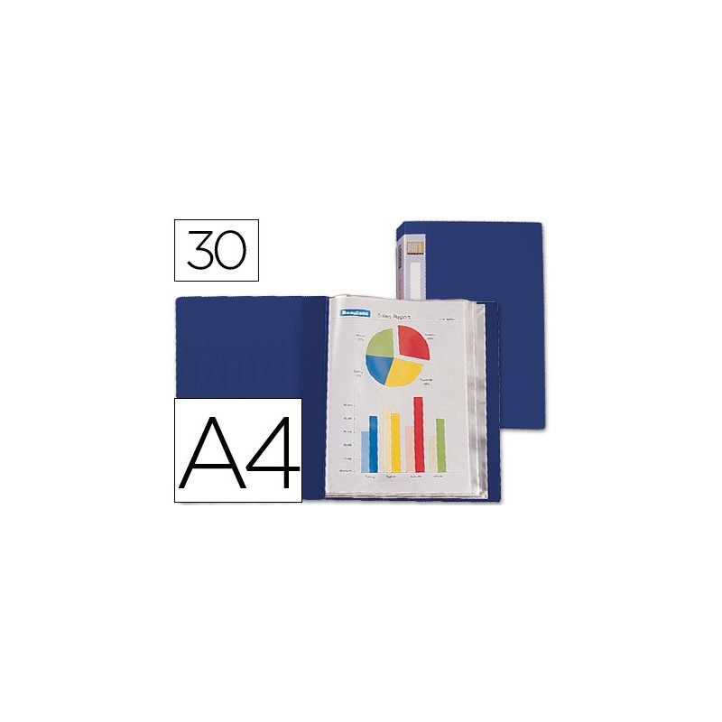 CARPETA LIDERPAPEL PERSONALIZA 37022 30 FUNDAS POLIPROPILENO DIN A4 AZUL LOMO PERSONALIZABLE