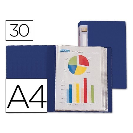 CARPETA LIDERPAPEL PERSONALIZA 37022 30 FUNDAS POLIPROPILENO DIN A4 AZUL LOMO PERSONALIZABLE