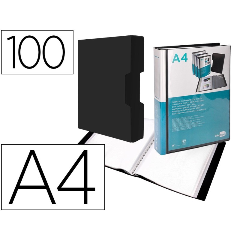 CARPETA LIDERPAPEL PERSONALIZA 37865 100 FUNDAS POLIPROPILENODIN A4 NEGRA CON CAJETIN