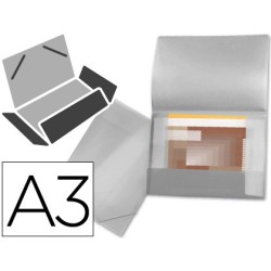 CARPETA LIDERPAPEL PORTADOCUMENTOS 44804 SOLAPAS POLIPROPILENO DIN A3 TRANSPARENTE TRANSLUCIDO LOMO FLEXIBLE