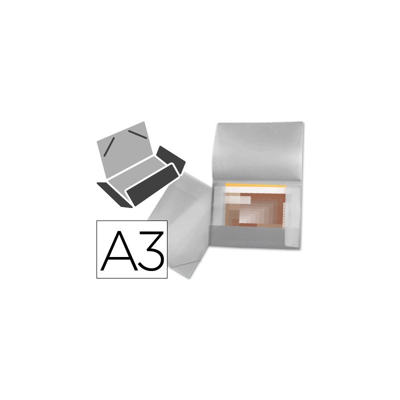 CARPETA LIDERPAPEL PORTADOCUMENTOS 44804 SOLAPAS POLIPROPILENO DIN A3 TRANSPARENTE TRANSLUCIDO LOMO FLEXIBLE