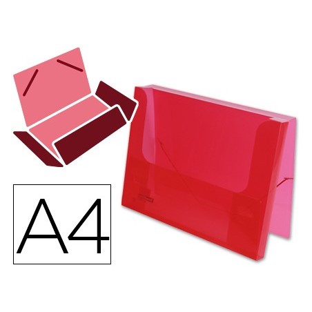 CARPETA LIDERPAPEL PORTADOCUMENTOS GOMAS 36930 POLIPROPILENO DIN A4 ROJO TRANSLUCIDO -LOMO 25 MM
