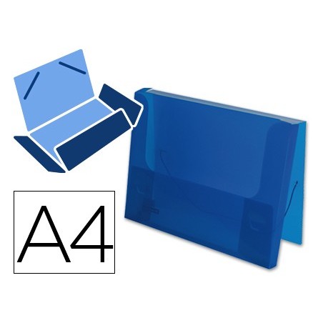 CARPETA LIDERPAPEL PORTADOCUMENTOS GOMAS 36932 POLIPROPILENO DIN A4 AZUL TRANSLUCIDO -LOMO 25 MM