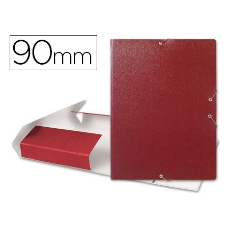 CARPETA PROYECTOS LIDERPAPEL FOLIO LOMO 90MM CARTON GOFRADO ROJA