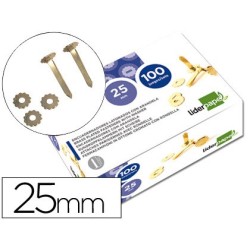 ENCUADERNADORES LIDERPAPEL LATONADOS CON ARANDELA 25 MM CAJA DE 100 UNIDADES