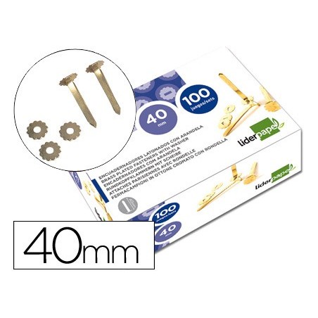 ENCUADERNADORES LIDERPAPEL LATONADOS CON ARANDELA 40 MM CAJA DE 100 UNIDADES