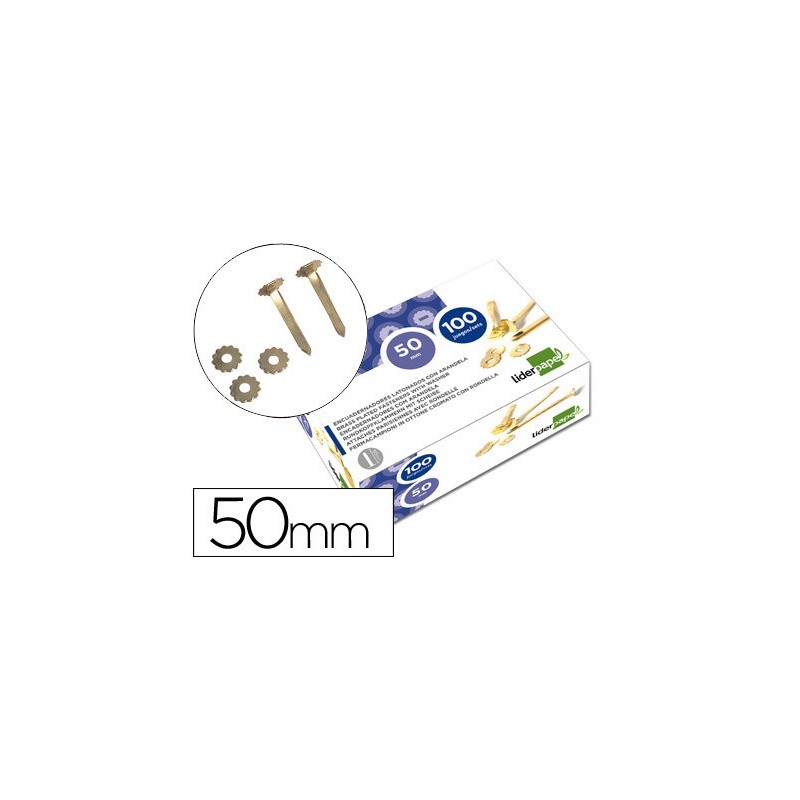ENCUADERNADORES LIDERPAPEL LATONADOS CON ARANDELA 50 MM CAJA DE 100 UNIDADES