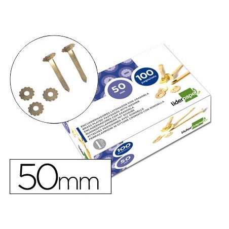 ENCUADERNADORES LIDERPAPEL LATONADOS CON ARANDELA 50 MM CAJA DE 100 UNIDADES