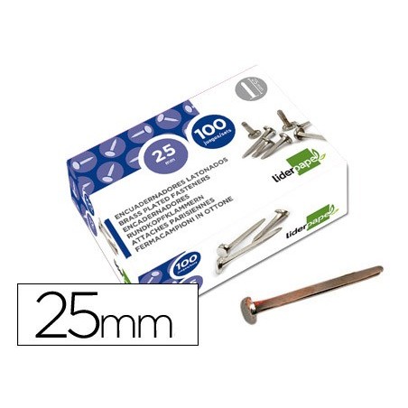 ENCUADERNADORES LIDERPAPEL NIQUELADOS N.5 25 MM CAJA DE 100 UNIDADES