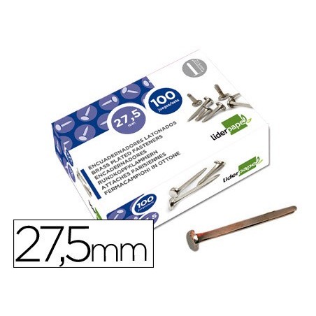 ENCUADERNADORES LIDERPAPEL NIQUELADOS N.6 27,5 MM CAJA DE100 UNIDADES