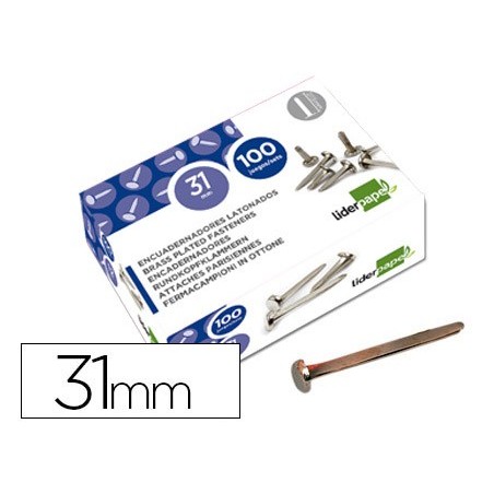 ENCUADERNADORES LIDERPAPEL NIQUELADOS N.7 31 MM CAJA DE 100 UNIDADES