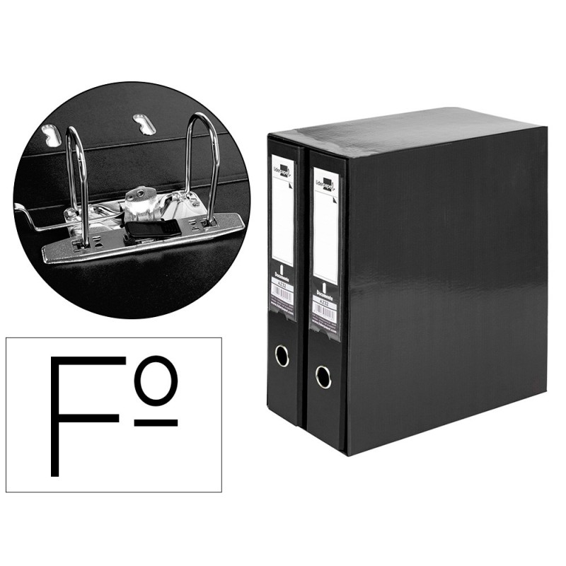 MODULO LIDERPAPEL 2 ARCHIVADORES FOLIO 2 ANILLAS MECANISMO DE PALANC 75MM NEGRO