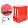 MODULO LIDERPAPEL 3 ARCHIVADORES FOLIO 2 ANILLAS MIXTAS 40MM ROJO